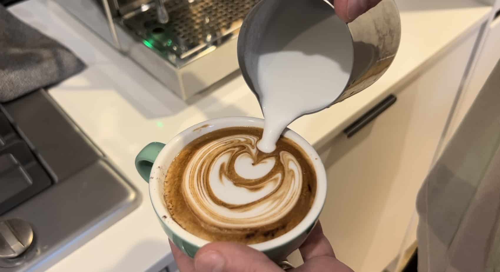 Step 6 pour steamed milk into mixture