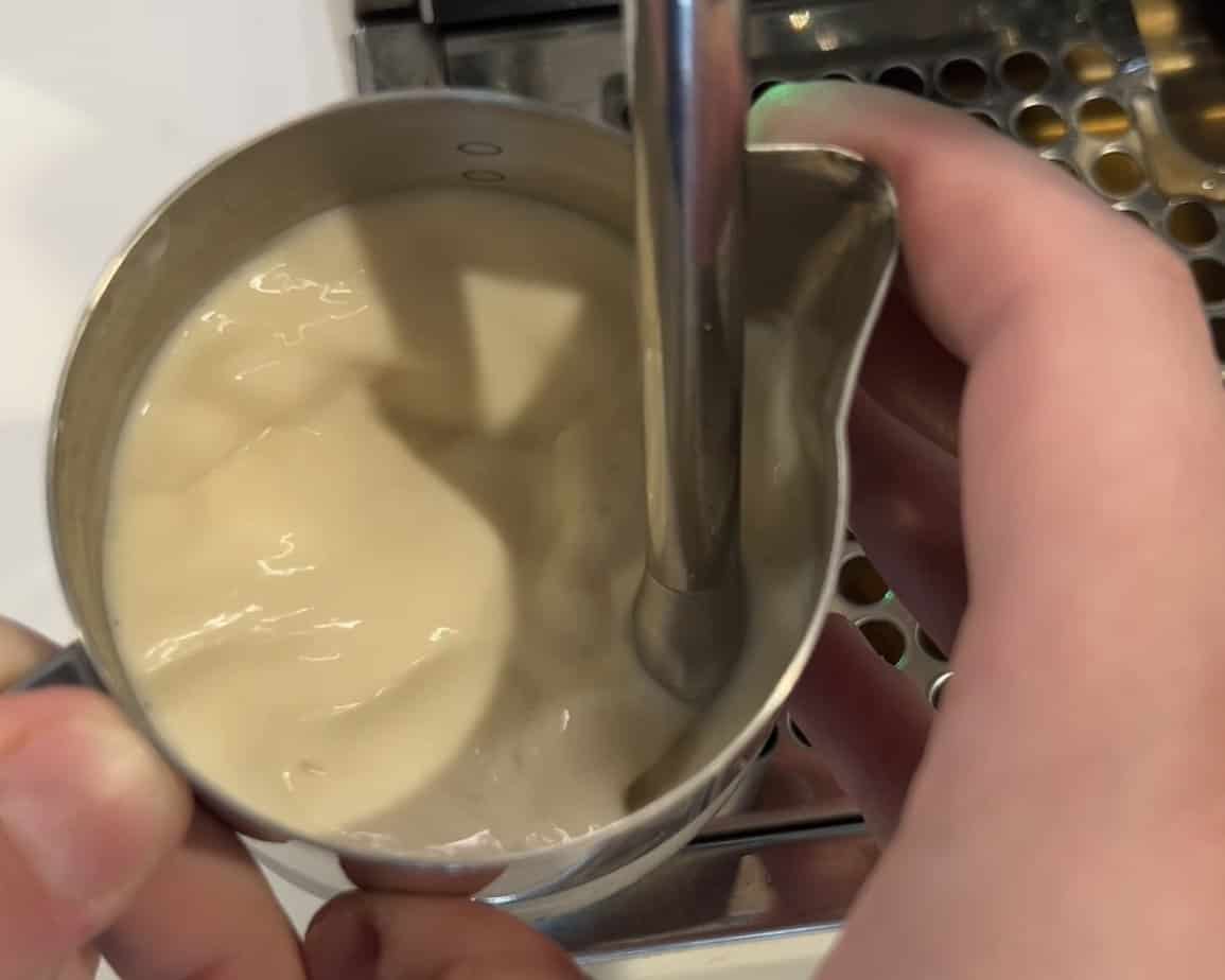 Steaming oat milk