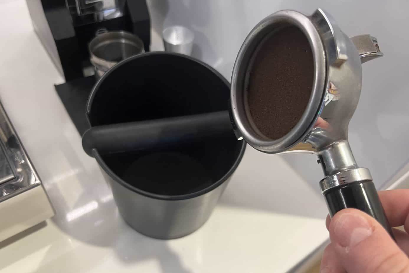 Knock box with portafilter Knock box with portafilter