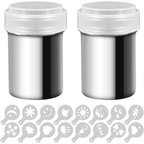 YIDEDE Barista Templates Powder Shaker Stainless Steel Fancy Duster  Patterns Durable Silvery Cappuccino Decorating Stencils 